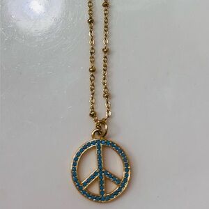 Victoria Emerson Gold and Blue Peace Necklace